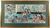 Spring Games - Ukiyo-e triptych of ladies