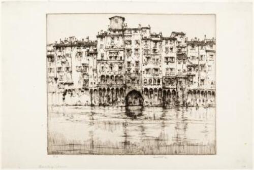 Florence Palaces - original etching, signed by E.D. Roth