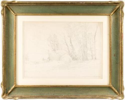 Original pencil drawing of Yosemite Valley by Bolton Brown in preparation for a lithograph