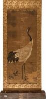 Late 18th or early 19th century Japanese Hanging Scroll of a Red-Headed Crane