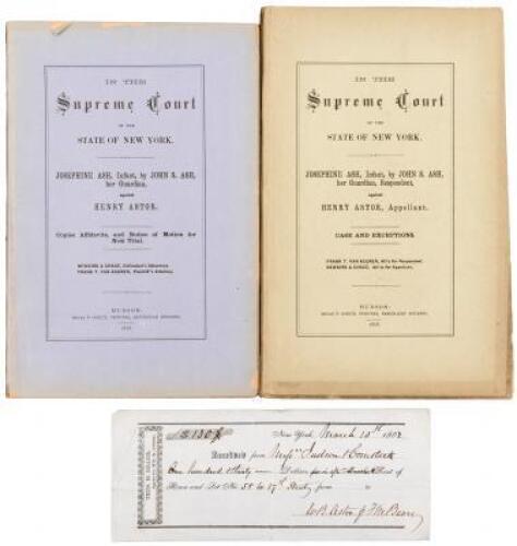 In the Supreme Court of the State of New York: Josephine Ash, Infant, by John S. Ash, Her Guardian against Henry Astor / Copies Affidavits, and Notice of Motion for New Trial; and Ash vs. Astor, Appellant / Case and Exceptions - 1876 Astor grandson accus