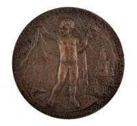 French bronze commemorative medal with cherubic figure