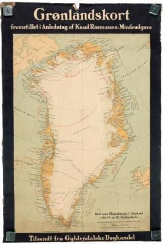 [Map of Greenland: Printed in the memory of Knud Rasmussen] - Grønlandskort fremstillet i Anledning af Knud Rasmussen: Mindelegat