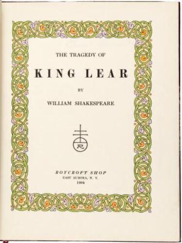 The Tragedy of King Lear - One of 100 copies on Japan Vellum