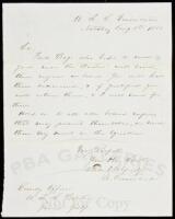 Autograph letter, signed from a naval officer calling for "able-bodies negroes"