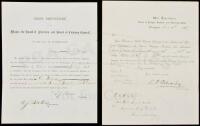 Printed and handwritten document signed, as Chief Medical Officer, War Department Bureau of Refugees, Freedmen and Abandoned Lands