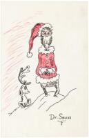 Original ink drawing of the Grinch and his dog Max, signed