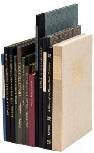 Thirteen volumes of miscellaneous fine press books, including many written by Lawrence Clark Powell