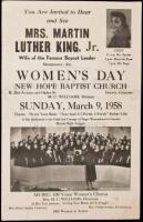 Poster advertising Mrs. Martin Luther King, Jr. singing at New Hope Baptist Church in Denver, Colorado 1958