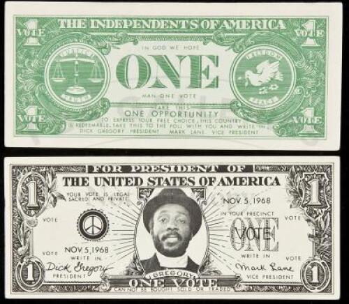 Two Dick Gregory Presidential campaign "dollars"