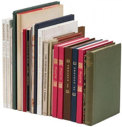 Shelf of miscellaneous fine press books