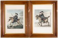 Four framed prints of humorous equestrian scenes