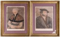 Two framed portraits of Hans Holbein and his wife