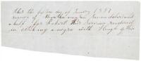 Receipt showing Alabama farmer paid $7.50 for &ldquo;catching a negro&rdquo; fugitive slave