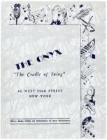 Signed menu from the Onyx Jazz Club, 52nd St., New York, “where Swing was born”.