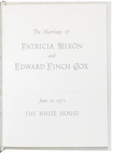 ***WITHDRAWN***Group of material from or relating to the White House wedding of Patricia Nixon and Edward Cox