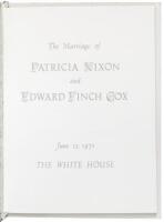 ***WITHDRAWN***Group of material from or relating to the White House wedding of Patricia Nixon and Edward Cox