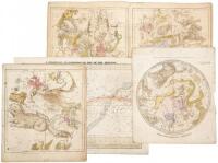 Five hand-colored engraved celestial charts with pictorial constellations