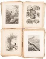 Collection of steel- and wood-engraves plates and illustrations, and printed pages, from Picturesque America