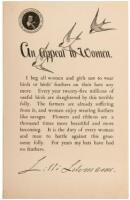 1899 Opera star&rsquo;s Audubon Appeal; only known copy