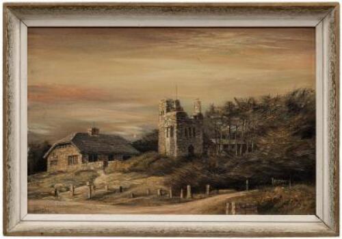 Tor House - original oil painting of Robinson Jeffers' home, signed by Australian artist Kenneth Jack - presented as a gift to a friend in California