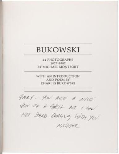 Bukowski: 24 Photographs, 1977-1987 - Inscribed by Michael Montfort