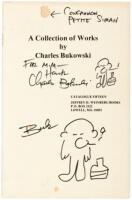 A Collection of Works by Charles Bukowski - Inscribed by Bukowski to Michael Montfort and with stains from Bukowski's wine