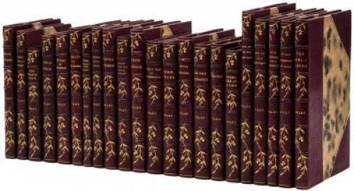 Twenty-two works by James Whitcomb Riley, uniformly bound in three-quarter purple morocco