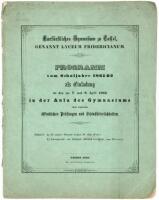 "De Numero Platonis" - pp. 1-32 in Programm vom Schuljahre 1861/62 als Einladung zu den am 7. und 8. April 1862 in der Aula des Gymnasiums statt findenden öffentlichen Prüfungen und Schlussfeierlichkeiten