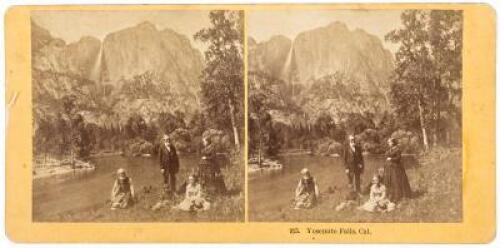 Stereoview of J.M. Hutchings and family in Yosemite Valley