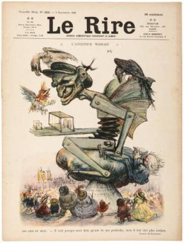 Issue of Le Rire, Journal Humoristique with fine color caricature of Wilbur Wright