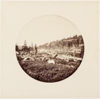 Albumen photograph of Cardwell's Hotel and other buildings and snow sheds adjacent to the west portal of Tunnel 6, Donner Summit