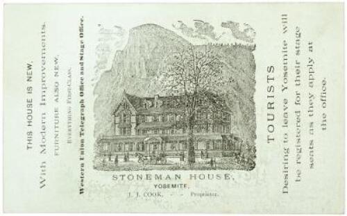 Advertising card for the Stoneman House, Yosemite