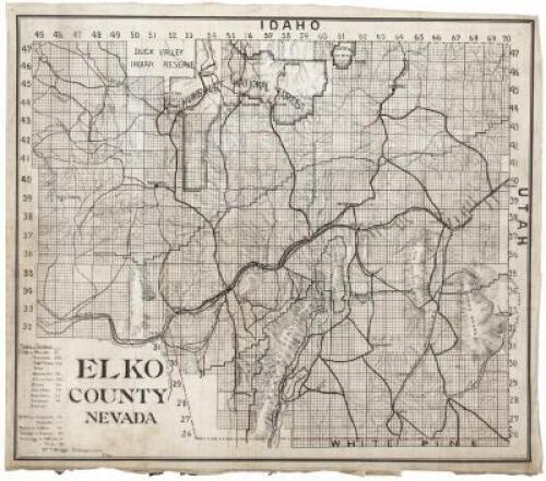 Elko County, Nevada - ink manuscript map