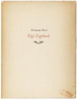 Rigi-Tagebuch [Rigi Diary] - Inscribed by the author