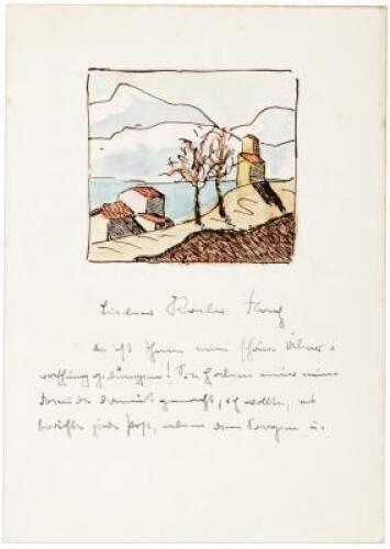 Autograph Letter, signed, with an original watercolor sketch