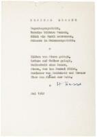 Kleiner Gesang - Typed Poem, signed by Hesse