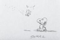 - WITHDRAWN - Original signed pencil drawing of Snoopy and Woodstock