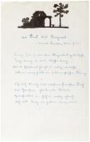 Three autograph letters or poems, signed, from Hermann Hesse, each with an original sketch