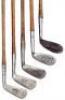 Five hickory shafted Tom Stewart irons