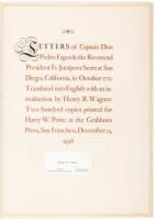 Letters of Captain Don Pedro Fages & the Reverend President Fr. Junipero Serra at San Diego, California, in October 1772