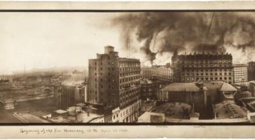 Panoramic Photograph of San Francisco, taken within hours of the great 1906 earthquake