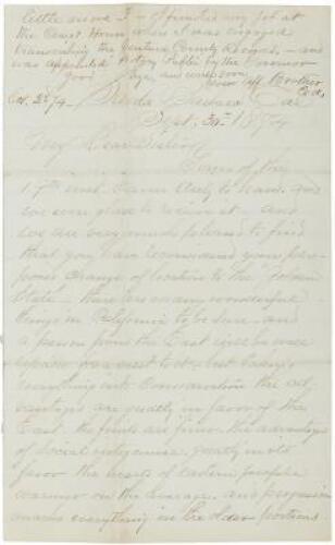1874 letter, Santa Barbara farmer, ex-New Yorker - Californians as &lsquo;degenerate&rsquo; as Indians and Hispanics