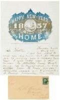 Autograph letter from L.E. Seaman to his brother B. Seaman, signed with his initials, on decorative New Year's letterhead