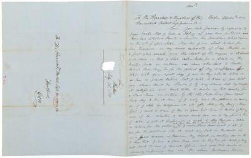 Clipper ship Captain sails for San Francisco, 1850 letter