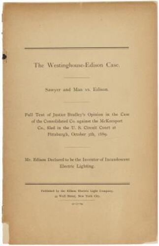 1889 Court decision: Edison ‘declared the Inventor of Incandescent Electric Lighting’