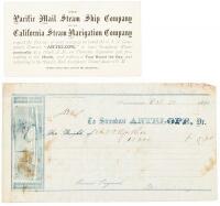 Printed invitation for a tour of the San Francisco Bay aboard the Steamer Antelope along with a receipt for a shipment sent on the Antelope