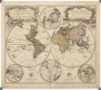Planiglobii Terrestris Mappa Universalis utrumque Hemisphaerium Orient et Occidentale Repraesentans ex IV. Mappis Generalibus... / Mappe-Monde qui Represente les Deux Hemispheres Savoir celui de l'Orient et celui de l'Occident