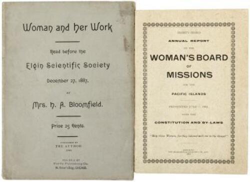 Woman and her Work [and] Thirty-Third Annual Report of the Woman's Board of Missions for the Pacific Islands