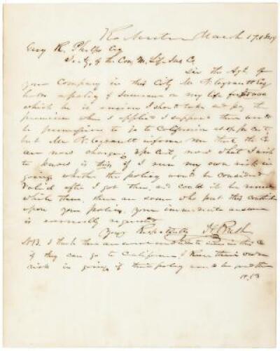 1849 letter, George Bush ancestor as Forty-Niner